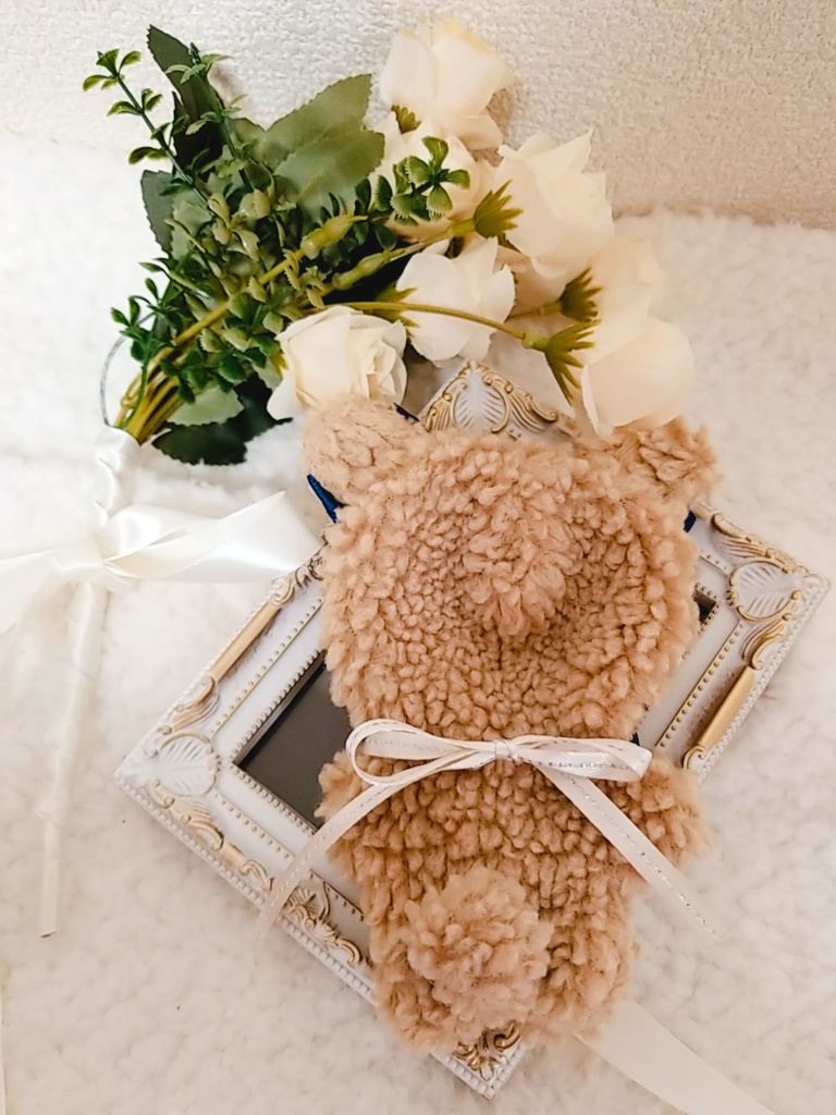 茶色くま✕青リボン🐻ぬい服