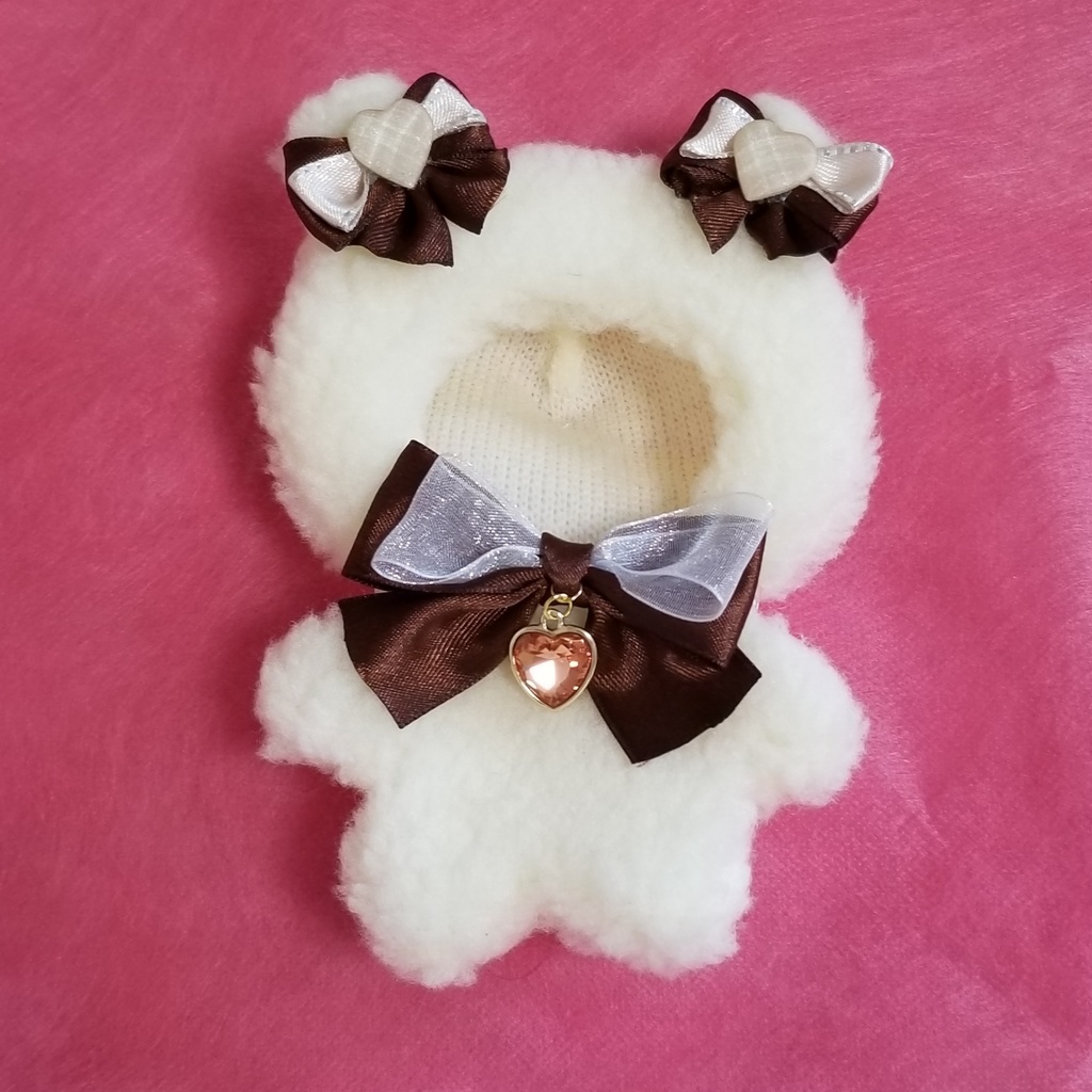 白色くま✕茶リボン🐻ぬい服
