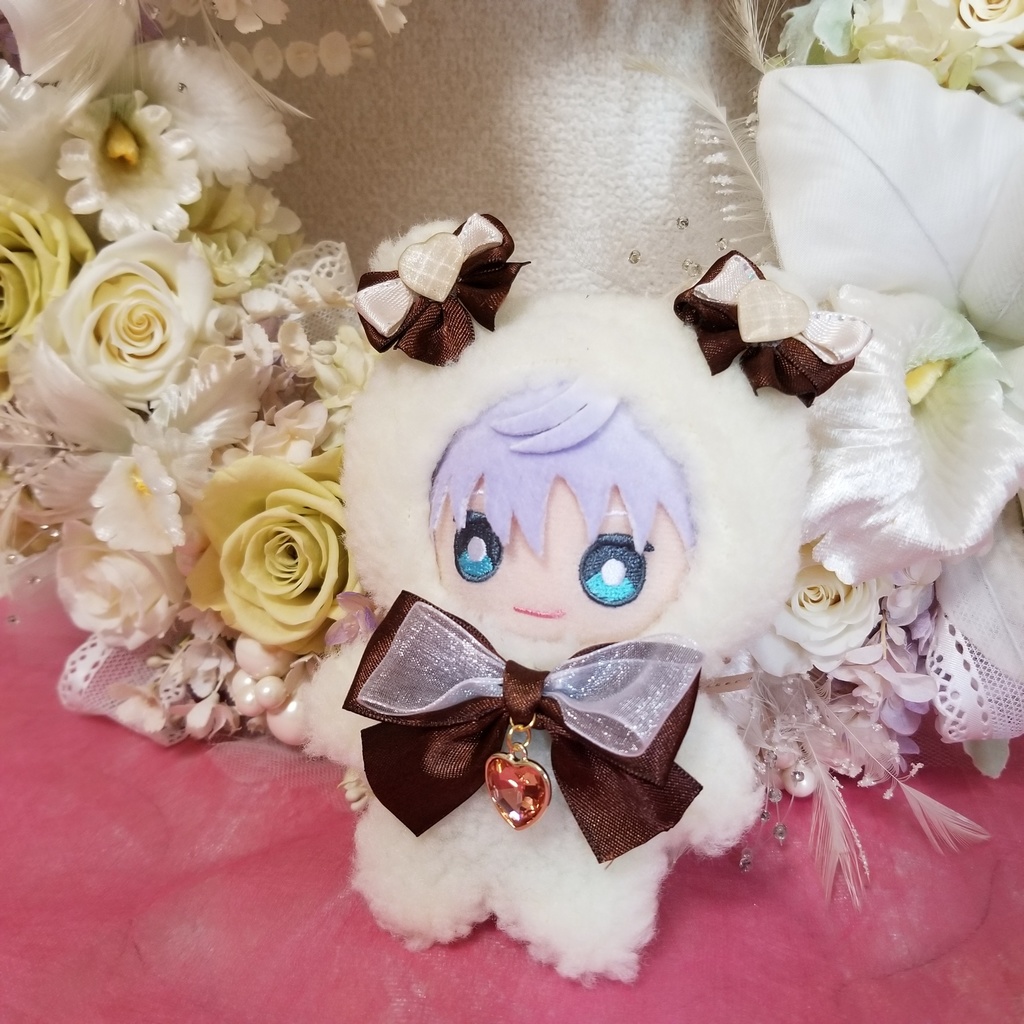 白色くま✕茶リボン🐻ぬい服