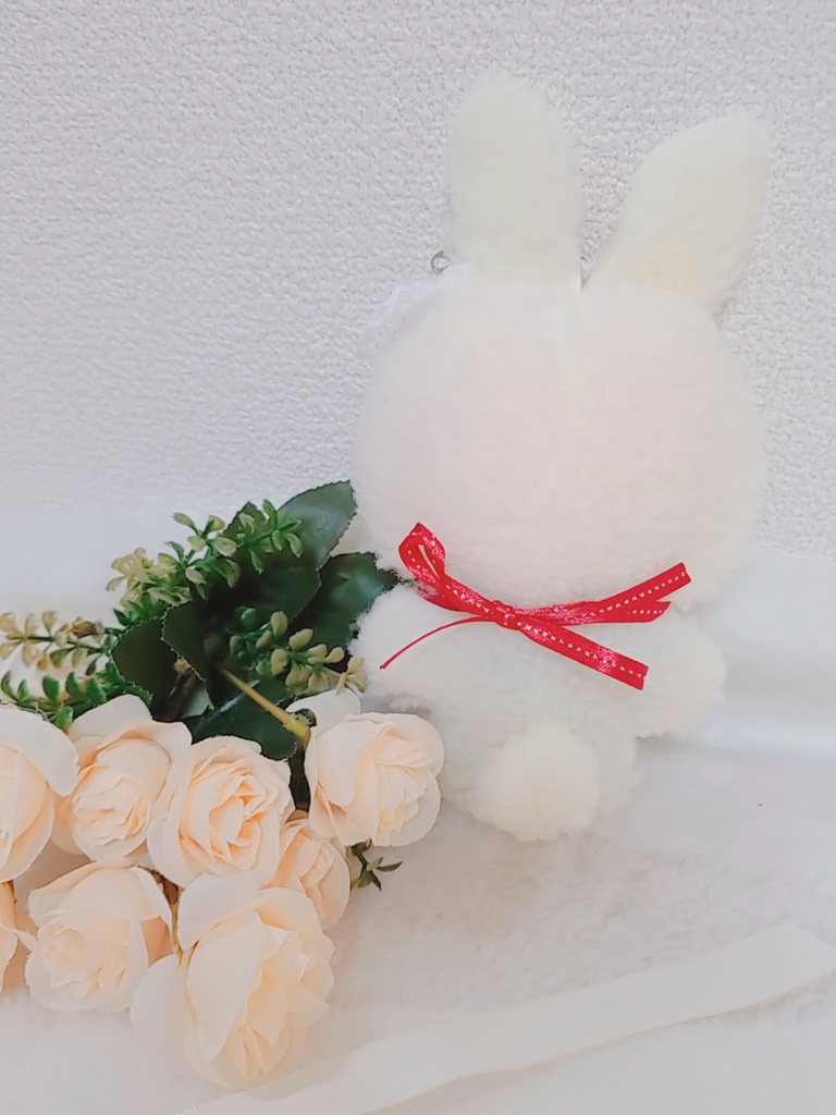 白うさぎ🐰✕赤リボン🎀 薔薇レース🌹 ぬい服