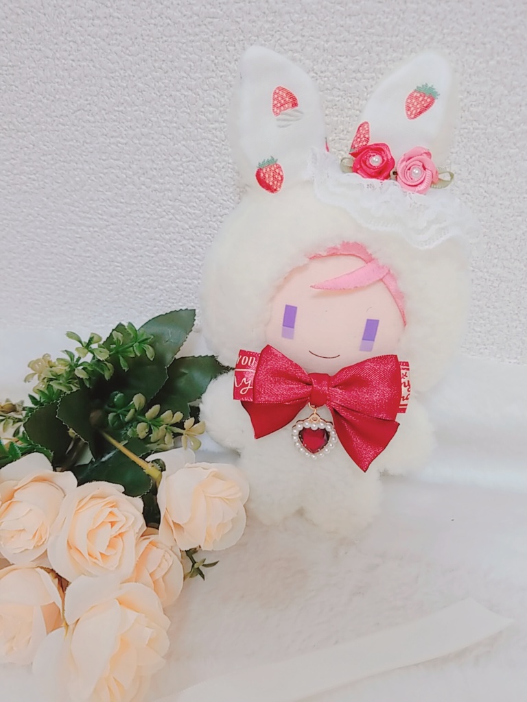 白うさぎ🐰✕赤リボン🎀 薔薇レース🌹 ぬい服