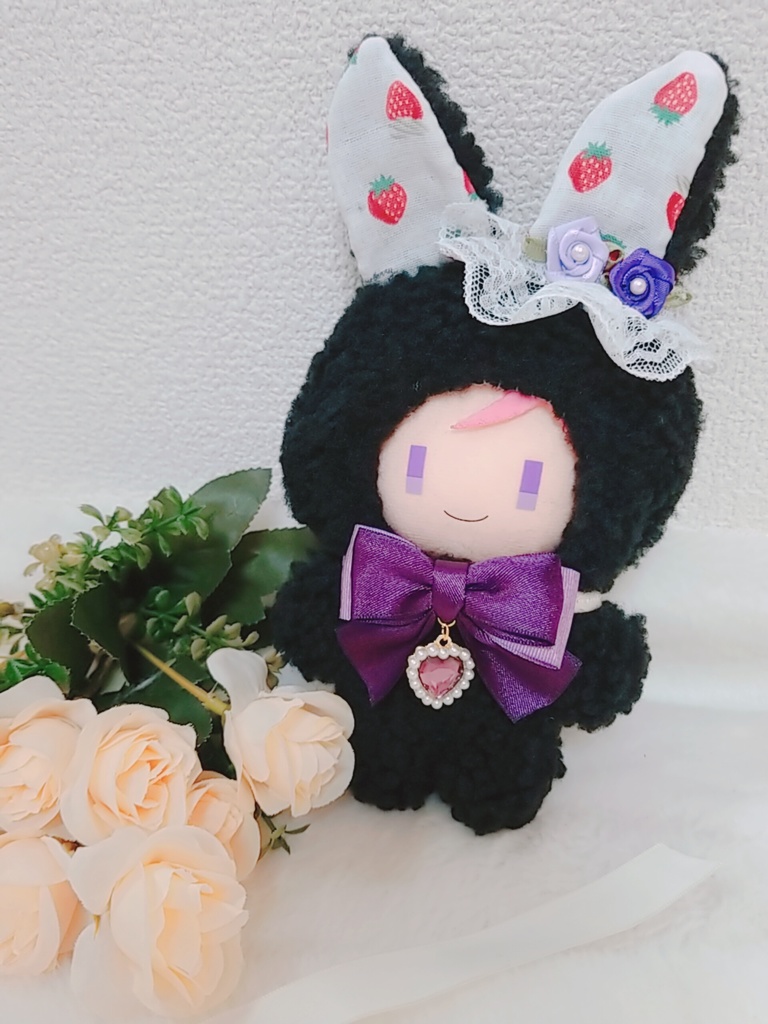 黒うさぎ🐰✕紫リボン🎀 薔薇レース🌹 ぬい服