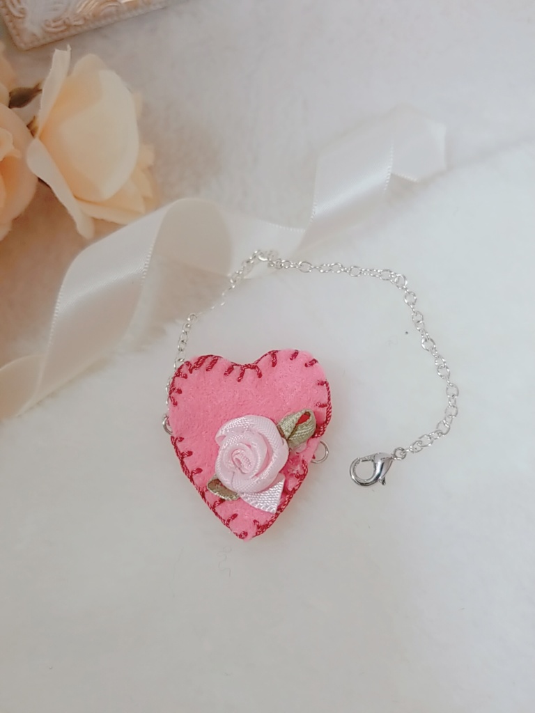 ふわふわ桜うさぎ🌸🐰✕ピンクレースリボン🎀 ビーズリング💎 ハート薔薇ポシェット付き🌹