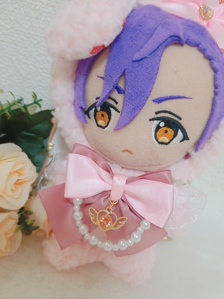 苺ミルクうさぎ🍓🐰✕フリル付きピンクリボン🎀 エンジェルチャーム👼
