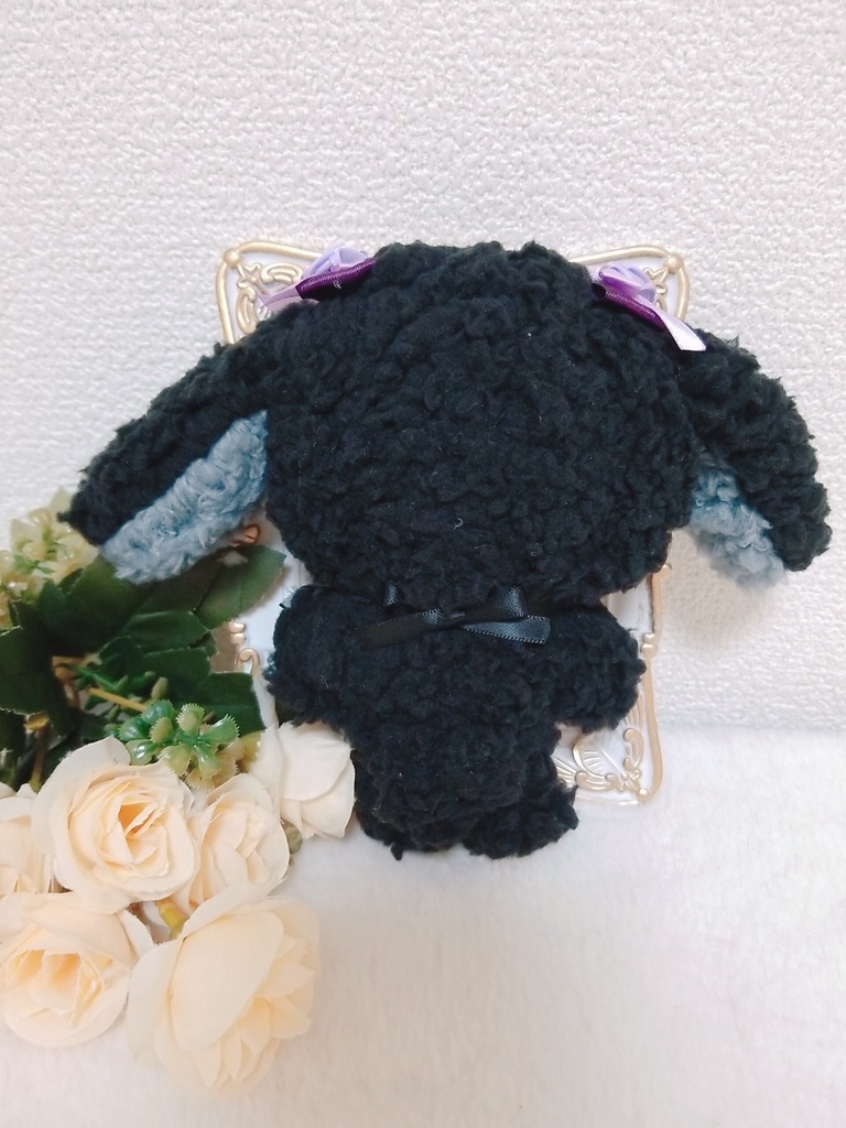 ふわふわ黒うさぎ🐰💜✕紫リボン🎀 ブラックエンジェルチャーム👼🖤