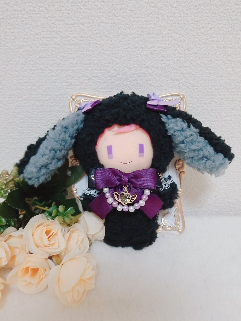 ふわふわ黒うさぎ🐰💜✕紫リボン🎀 ブラックエンジェルチャーム👼🖤
