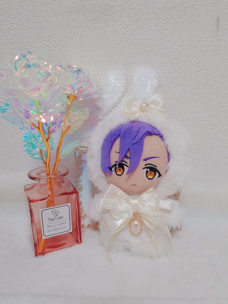 純白うさぎ🐰🕊✕フリル付き白色リボン🎀 お耳パール💎