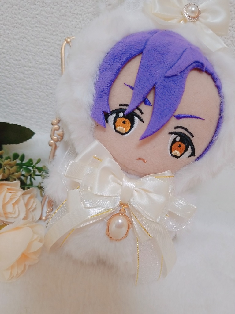 純白うさぎ🐰🕊✕フリル付き白色リボン🎀 お耳パール💎