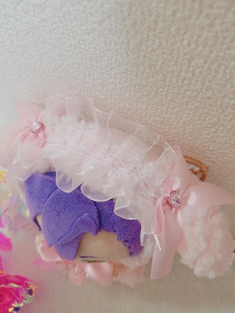 苺ミルクうさぎ🍓🐰✕ピンクヘッドドレス🎀 ハートのお砂糖チャーム❤