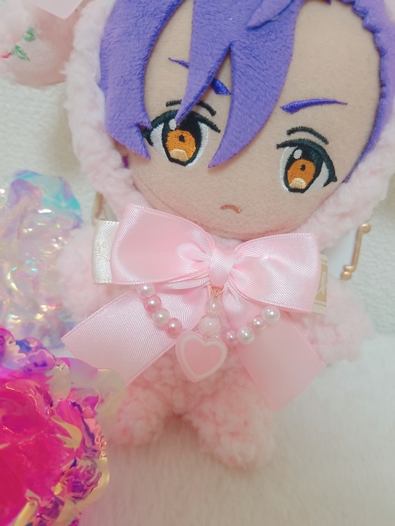 苺ミルクうさぎ🍓🐰✕ピンクヘッドドレス🎀 ハートのお砂糖チャーム❤