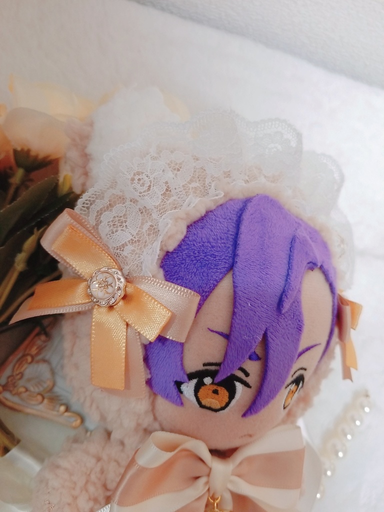 ふわふわ茶くま✕クラッシックリボン🎀ホワイトブリム💝 キラキラくまちゃんチャーム🐻