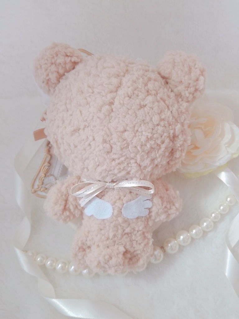 ふわふわアンティークくま✕クラッシックリボン🎀ホワイトブリム💝 パールチャーム🐻