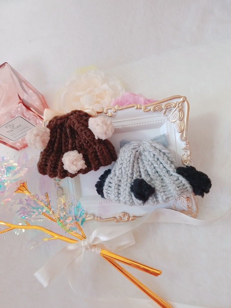 くま🍂🐻&グレーわんこ🐶ニット帽