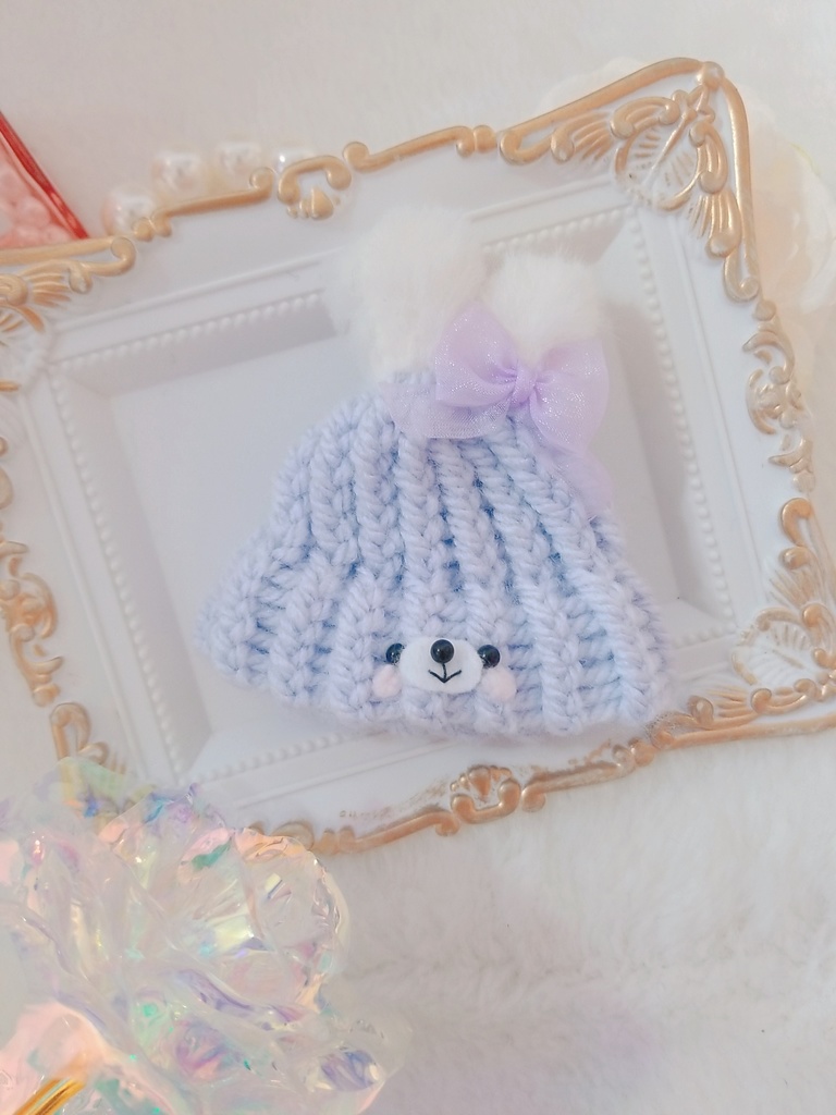 すみれうさぎ🐰💜ニット帽&ふわふわくま🐻💛ニット帽