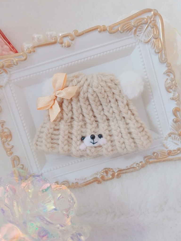 すみれうさぎ🐰💜ニット帽&ふわふわくま🐻💛ニット帽