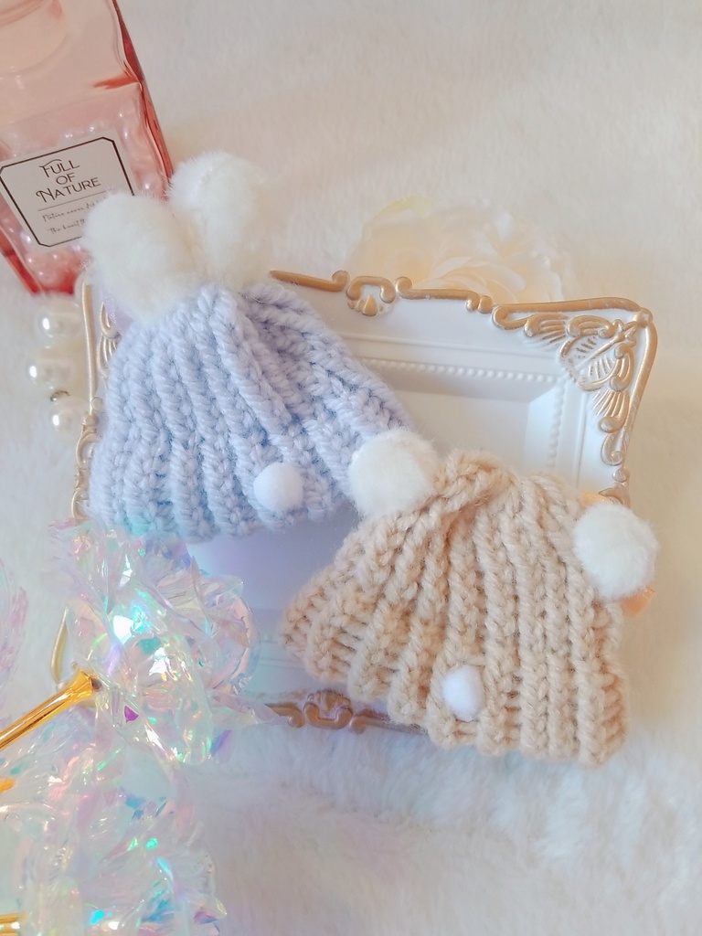 すみれうさぎ🐰💜ニット帽&ふわふわくま🐻💛ニット帽