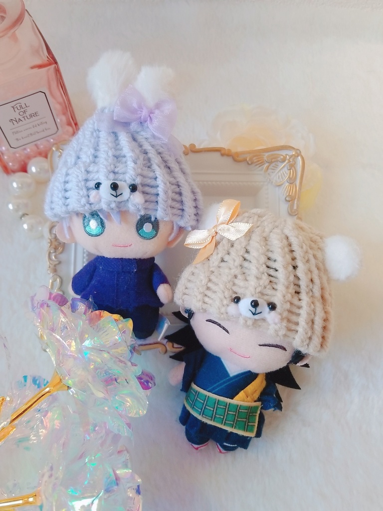 すみれうさぎ🐰💜ニット帽&ふわふわくま🐻💛ニット帽