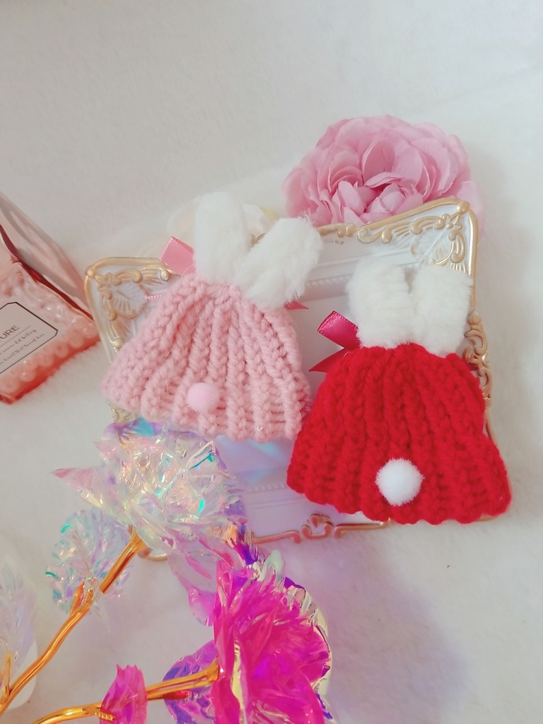 苺みるくうさぎ🐰🍓ニット帽&紅うさぎ🐰❤ニット帽