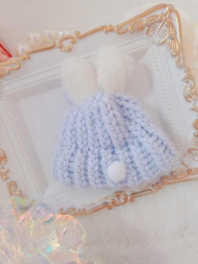 すみれうさぎ🐰💜ニット帽&ふわふわくま🐻💛ニット帽