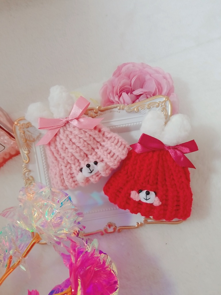 苺みるくうさぎ🐰🍓ニット帽&紅うさぎ🐰❤ニット帽