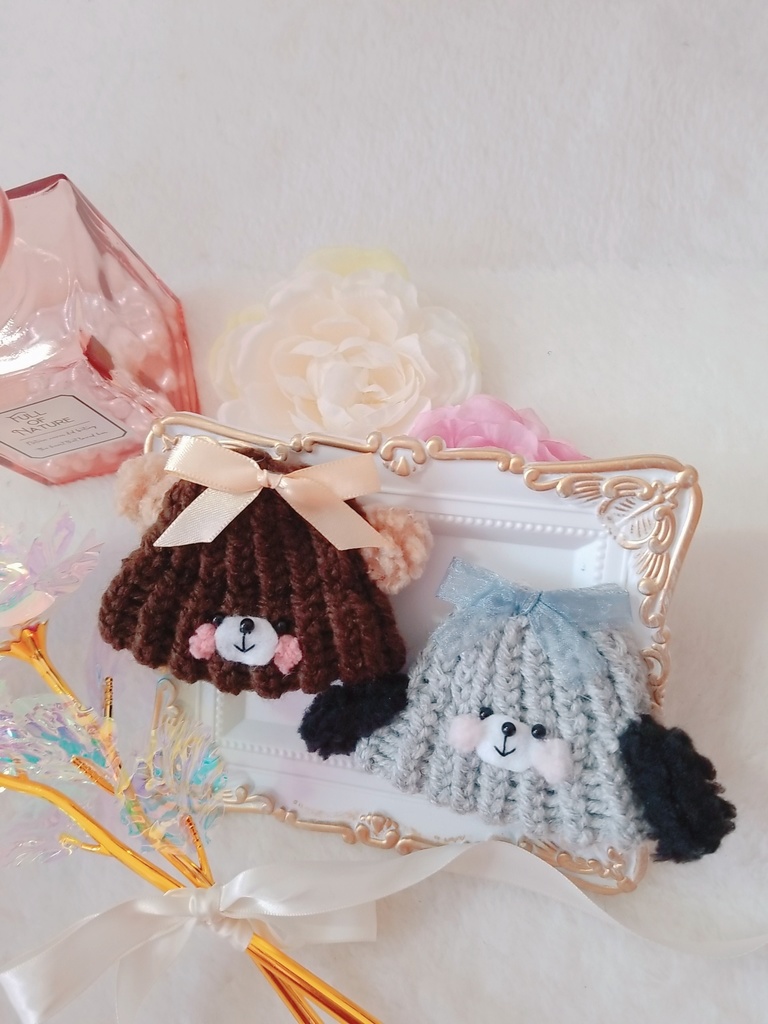 くま🍂🐻&グレーわんこ🐶ニット帽