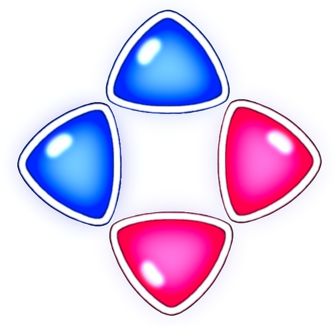 三角形のアイコン画像素材 300×300px 赤青2色4方向