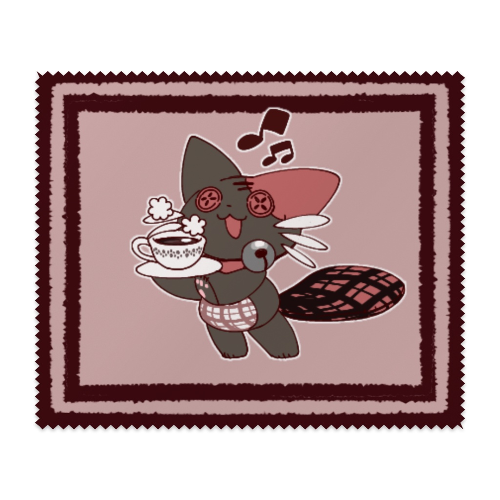 ぼたん目ねこなーさんのティータイムメガネ拭き