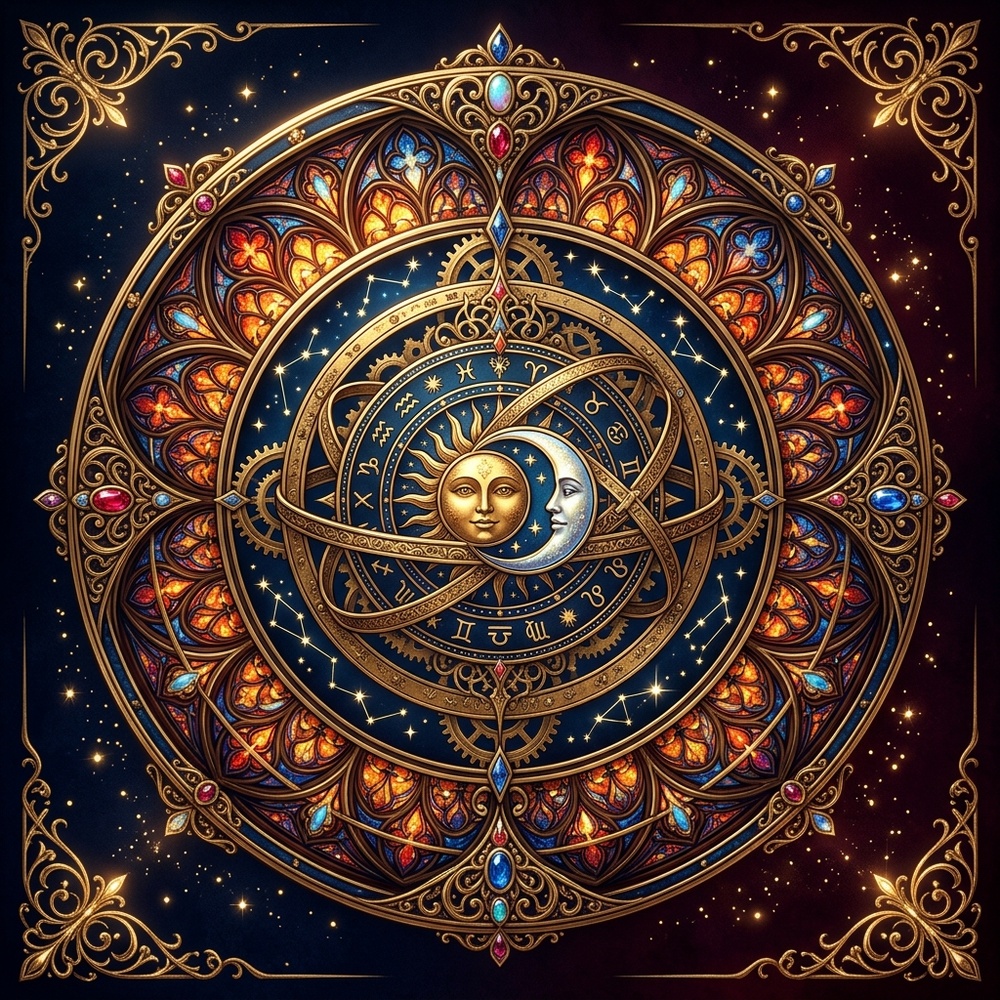 【無料版あり・TRPG/OBS対応】羊皮紙×金細工×ステンドグラス『星天魔導書』配信&TRPG画面キット【超完全版】(動く時計・待機画面・目標カウンター・環境エフェクト・わんコメCSS・魔導書演出・4色枠・商用OK)