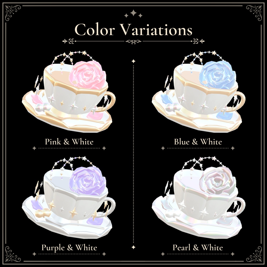 ティーカップと薔薇のミニハット|Tea Cup & Rose Mini Hat|【全8種】