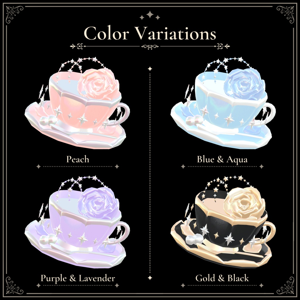 ティーカップと薔薇のミニハット|Tea Cup & Rose Mini Hat|【全8種】