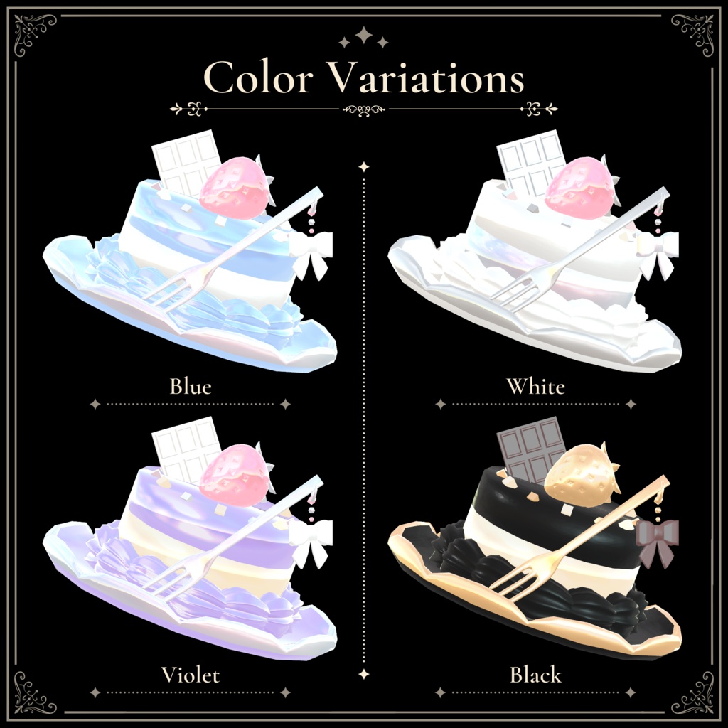 苺ケーキと板チョコのミニハット|Cake & Chocolate Mini Hat|【全8種】
