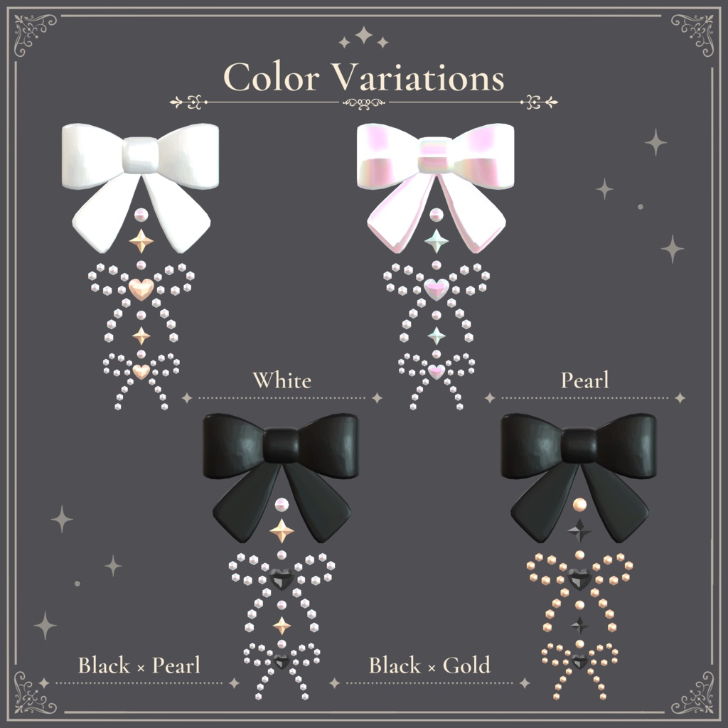 リボンとパールの髪飾り|Ribbon & Pearl Hair Accessory|【全8種】