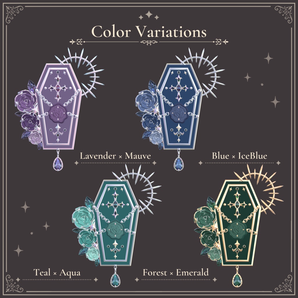 棺と薔薇の髪飾り|Coffin and Roses Hair Accessory|【全12種】