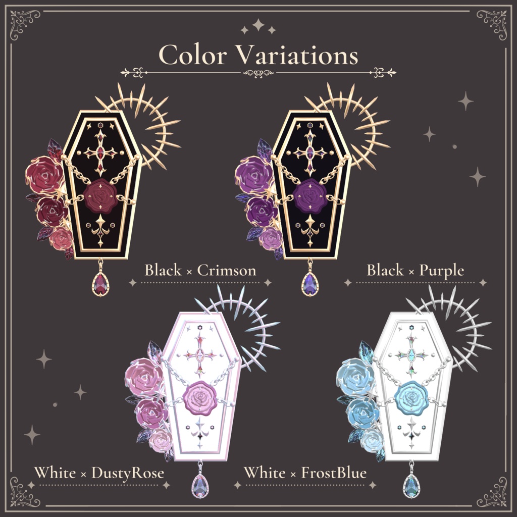棺と薔薇の髪飾り|Coffin and Roses Hair Accessory|【全12種】
