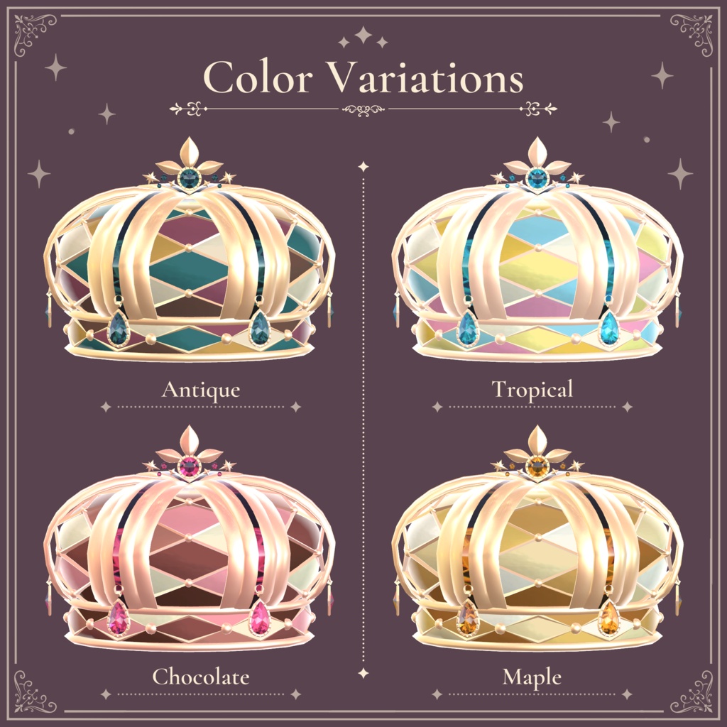 彩りダイヤ模様のクラウン|Colorful Diamond Pattern Crown|【全13種】