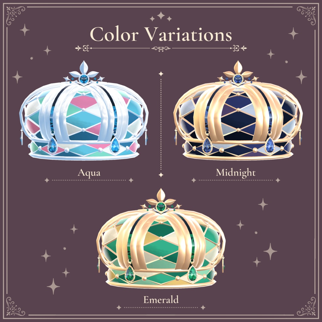 彩りダイヤ模様のクラウン|Colorful Diamond Pattern Crown|【全13種】