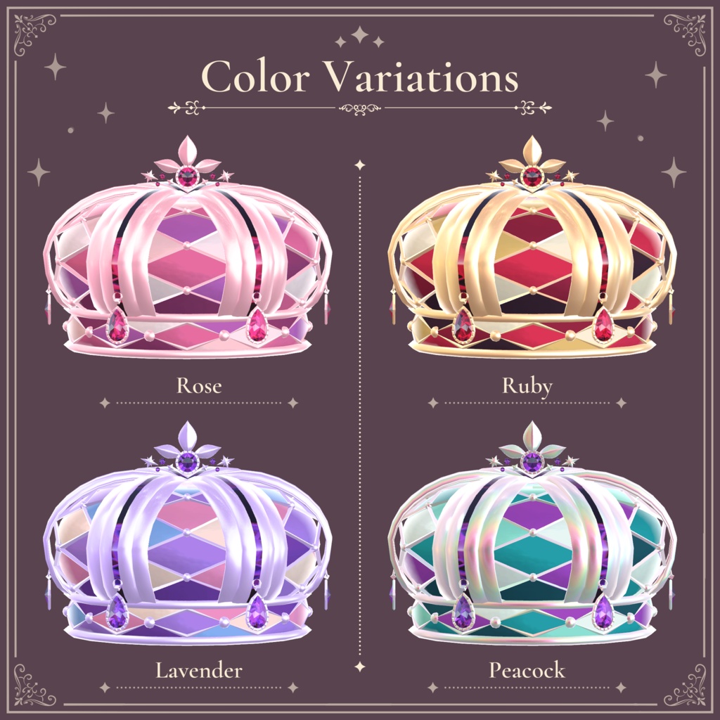 彩りダイヤ模様のクラウン|Colorful Diamond Pattern Crown|【全13種】