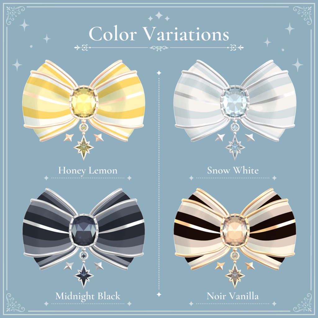 三色リボンの髪飾り|Tricolor Ribbon Hair Accessory|【全14種】