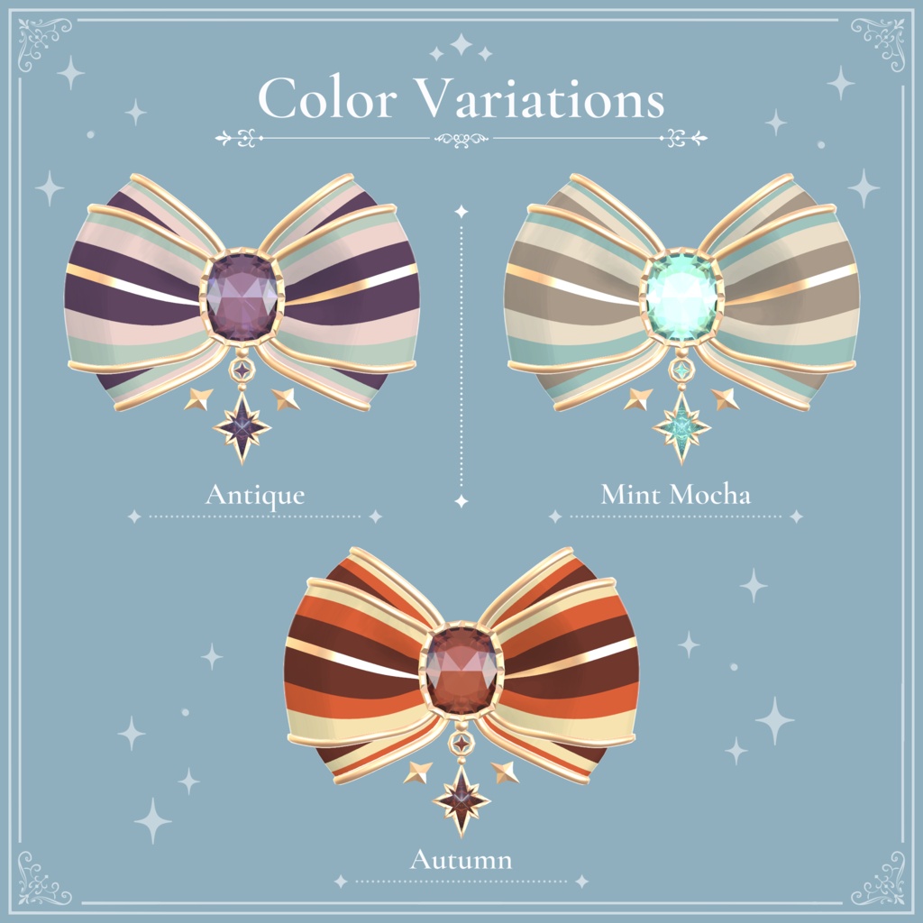 三色リボンの髪飾り|Tricolor Ribbon Hair Accessory|【全14種】