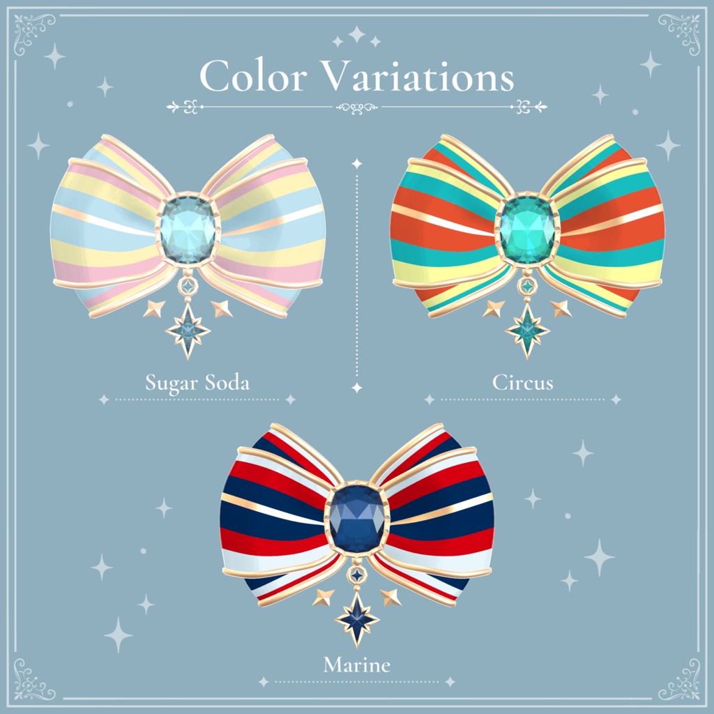 三色リボンの髪飾り|Tricolor Ribbon Hair Accessory|【全14種】