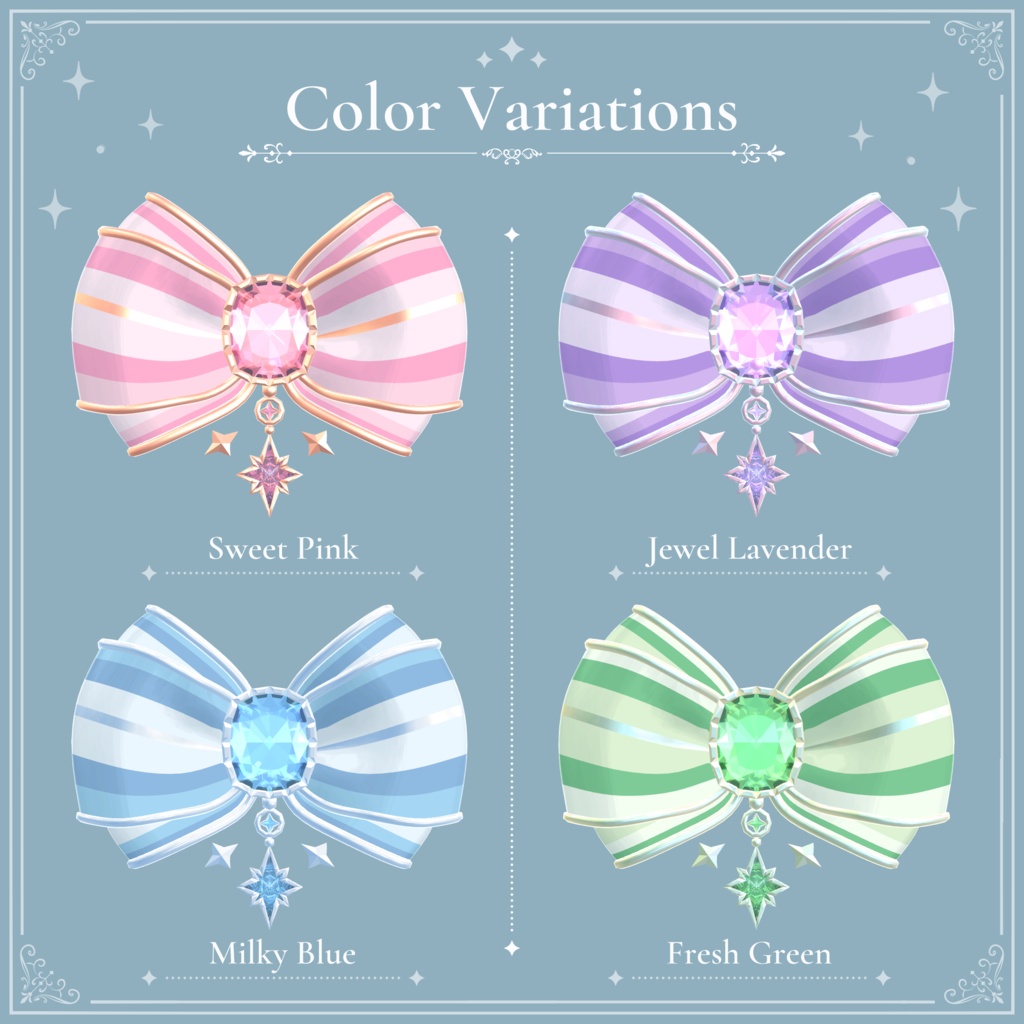 三色リボンの髪飾り|Tricolor Ribbon Hair Accessory|【全14種】