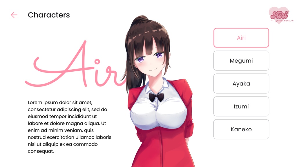Airi:ロマンチックなゲームUI素材セット