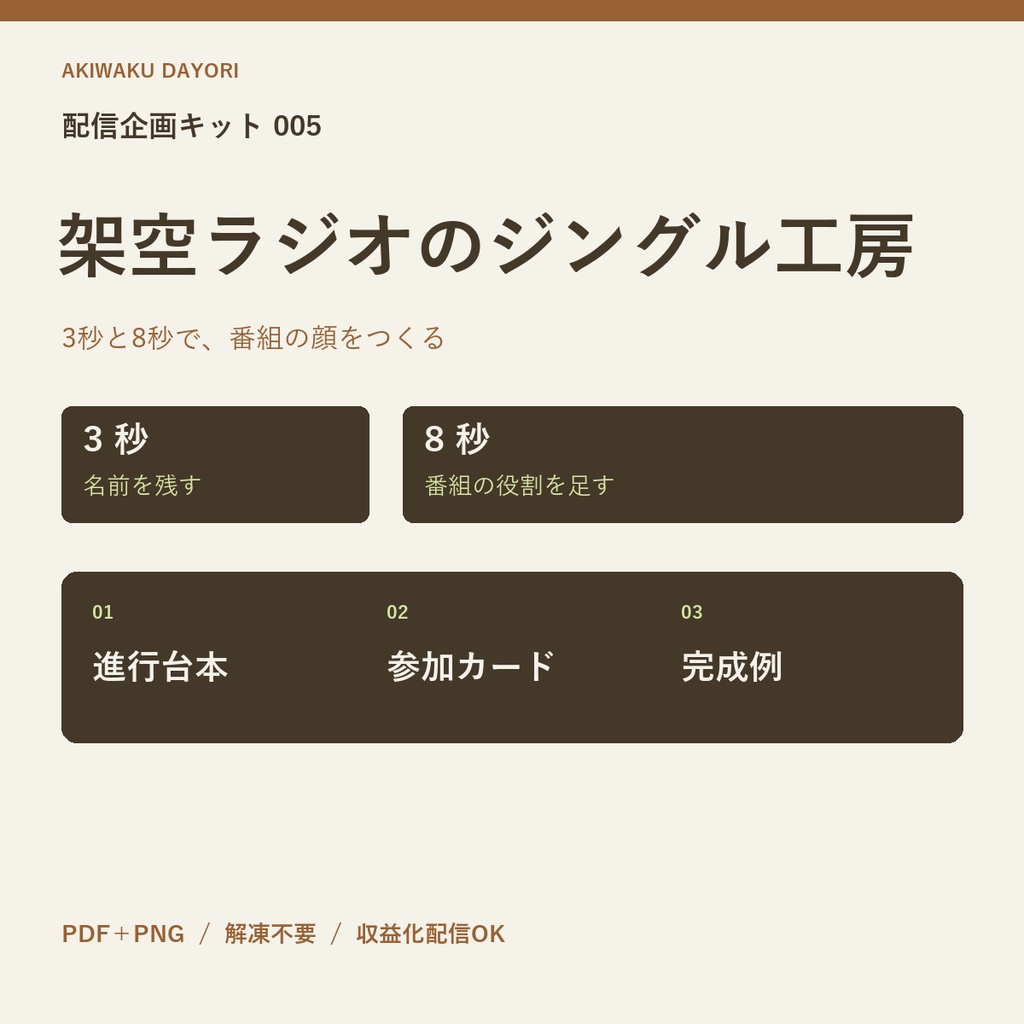 【配信企画・台本】架空ラジオのジングル工房｜PNGカード6枚付き
