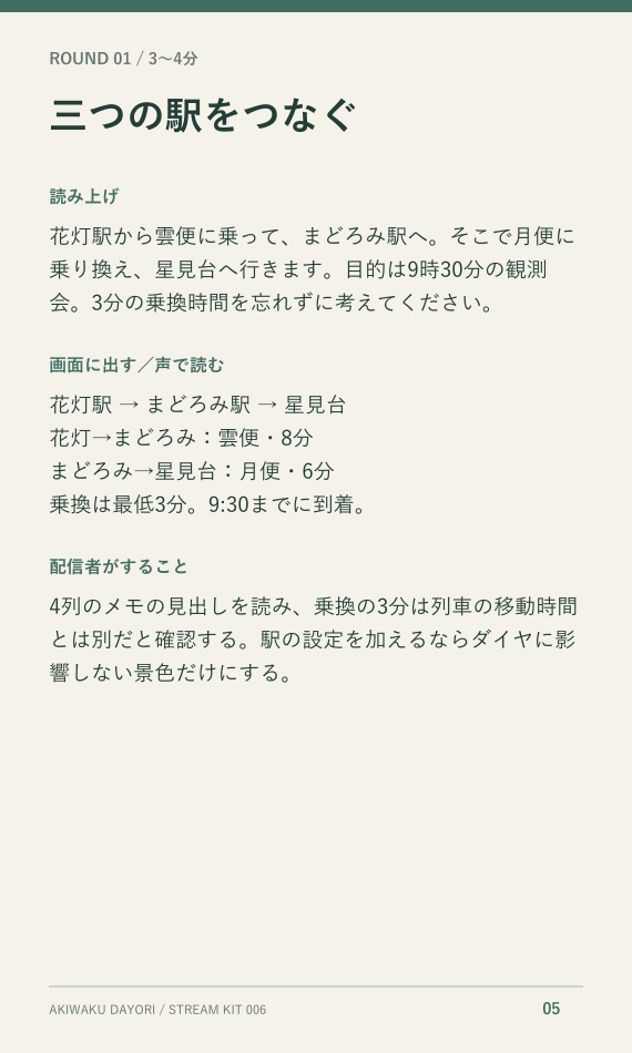 【配信企画・台本】魔法の駅の時刻表|PNGカード6枚付き