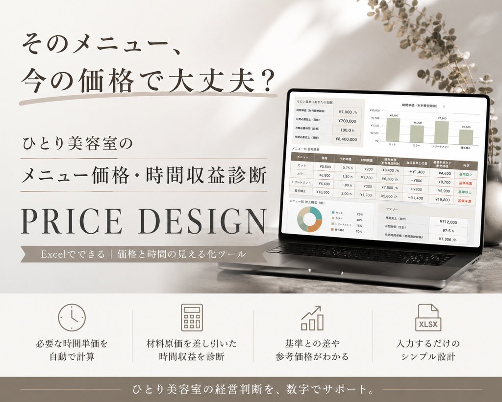 ひとり美容室のメニュー価格・時間収益診断|PRICE DESIGN