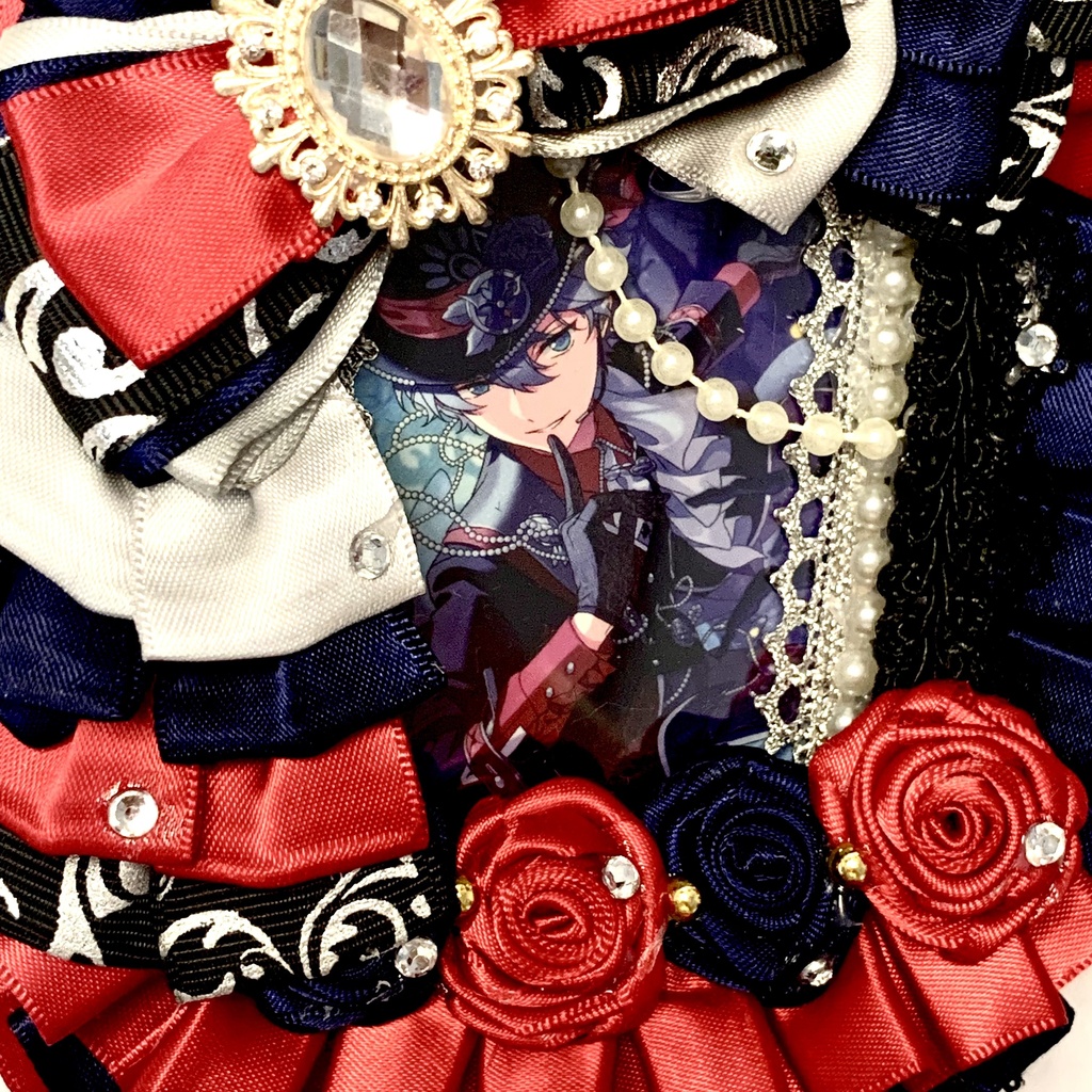 【赤×ネイビー】ゴシック・プリンス風 ロゼット&硬質ケースデコ