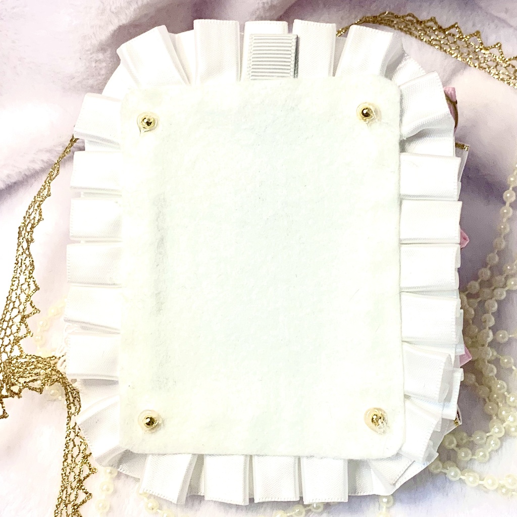 【B8】プリンセスローズ♡フリルとリボンの硬質ケースデコ トレカケース(ピンク×ホワイト)