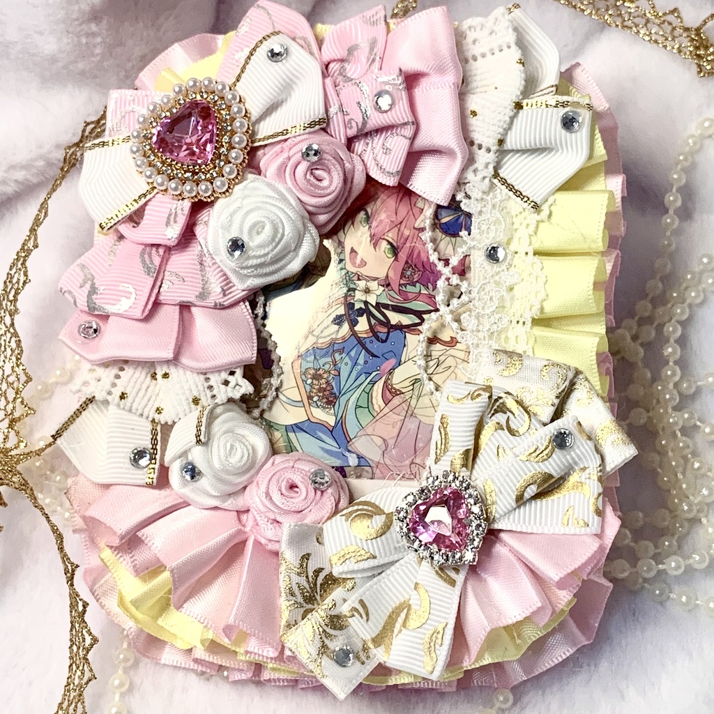 ୨୧ 魔法少女風 ୨୧ 硬質ケースデコ B8 トレカケース パステルピンク×イエロー