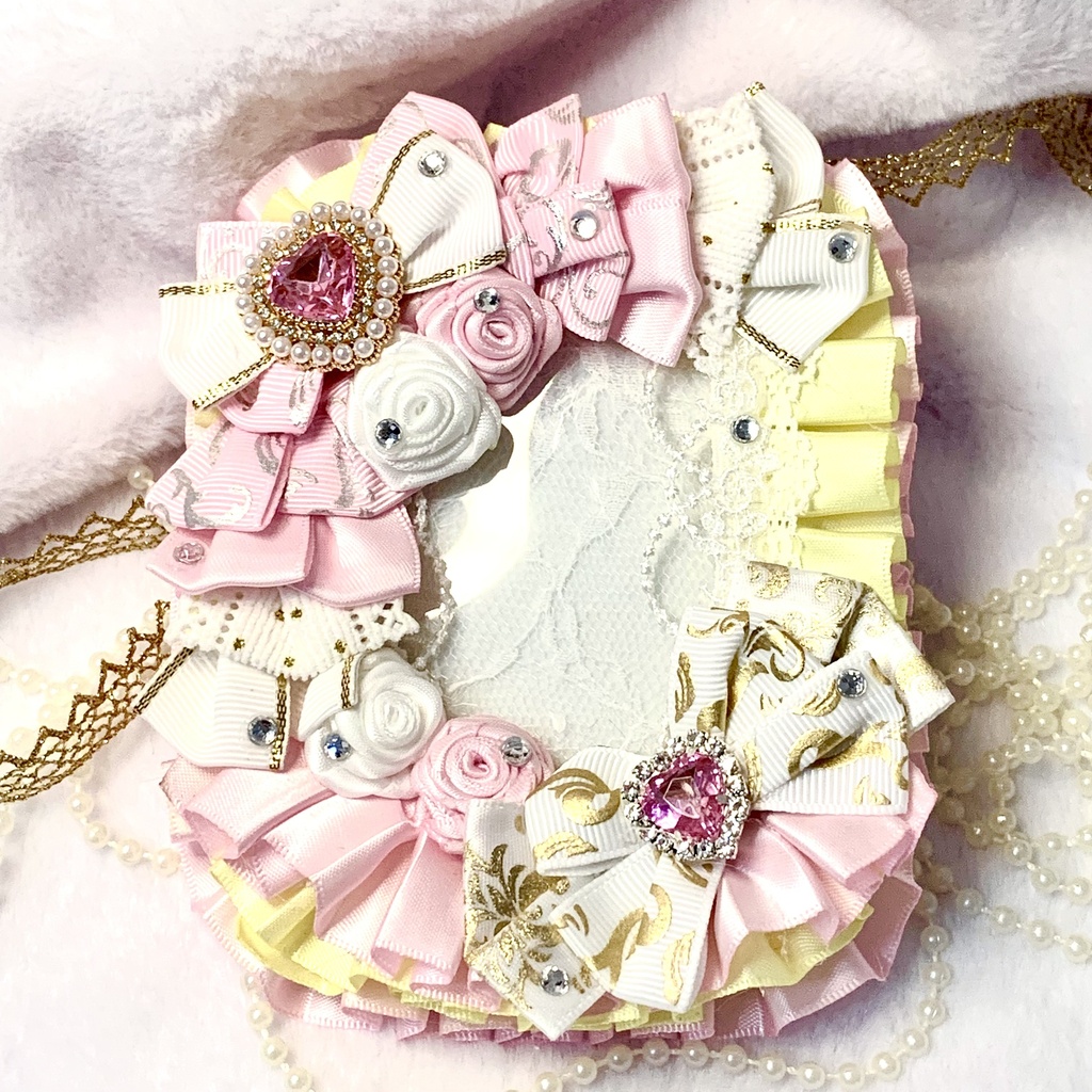 ୨୧ 魔法少女風 ୨୧ 硬質ケースデコ B8 トレカケース パステルピンク×イエロー