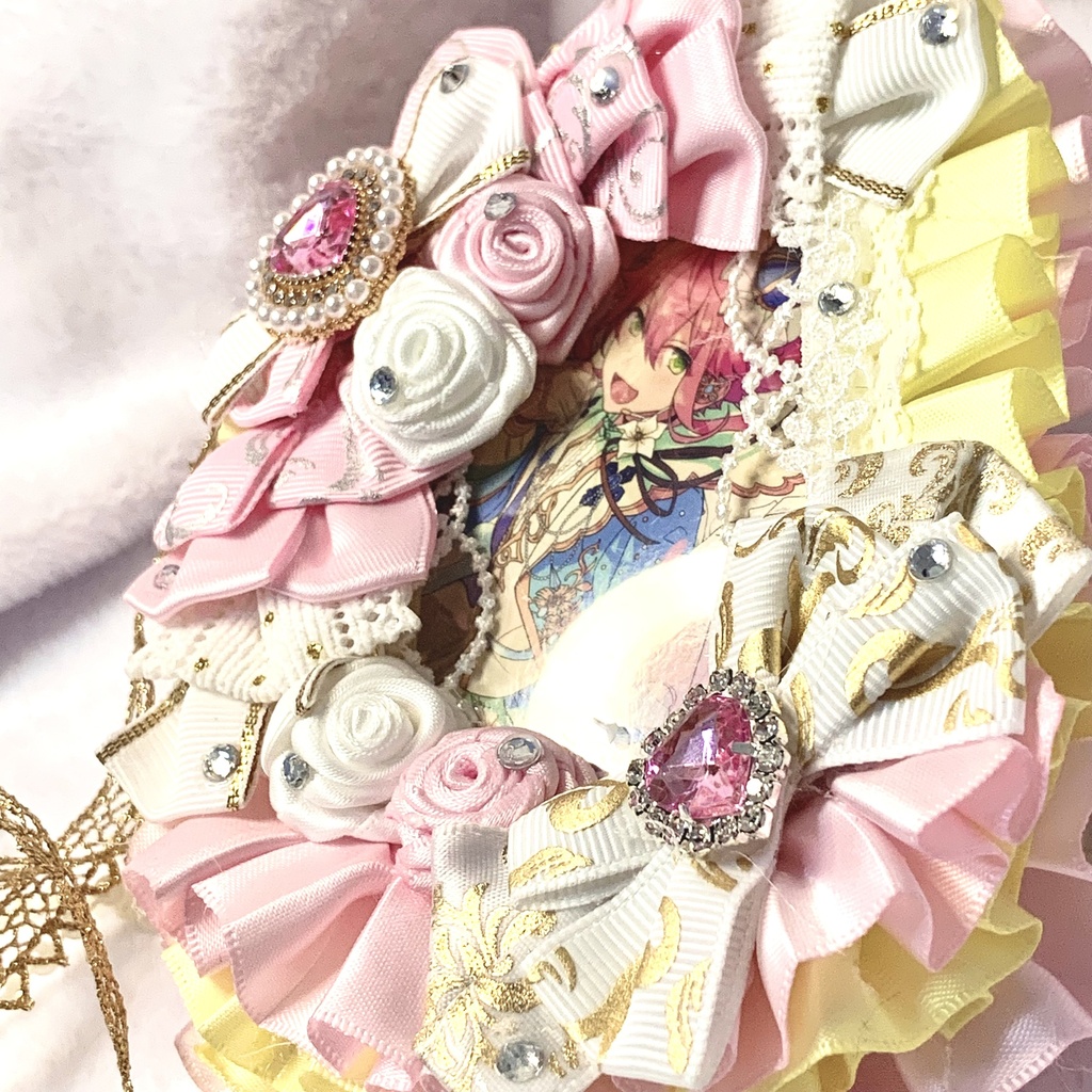 ୨୧ 魔法少女風 ୨୧ 硬質ケースデコ B8 トレカケース パステルピンク×イエロー